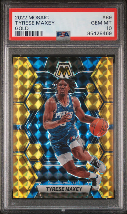 2022 Panini Mosaic #89 Tyrese Maxey Gold PSA 10