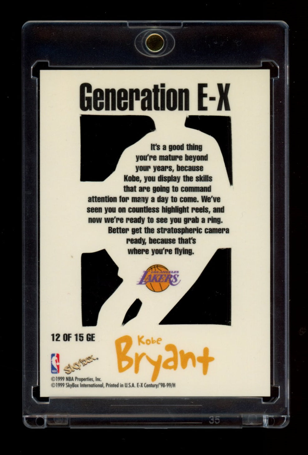 1998-99 SkyBox E-X Century #12 GE Kobe Bryant X Century - Generation E-X