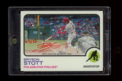 2022 Topps Heritage #ROA-BS Bryson Stott Real One Auto Red Ink #/73
