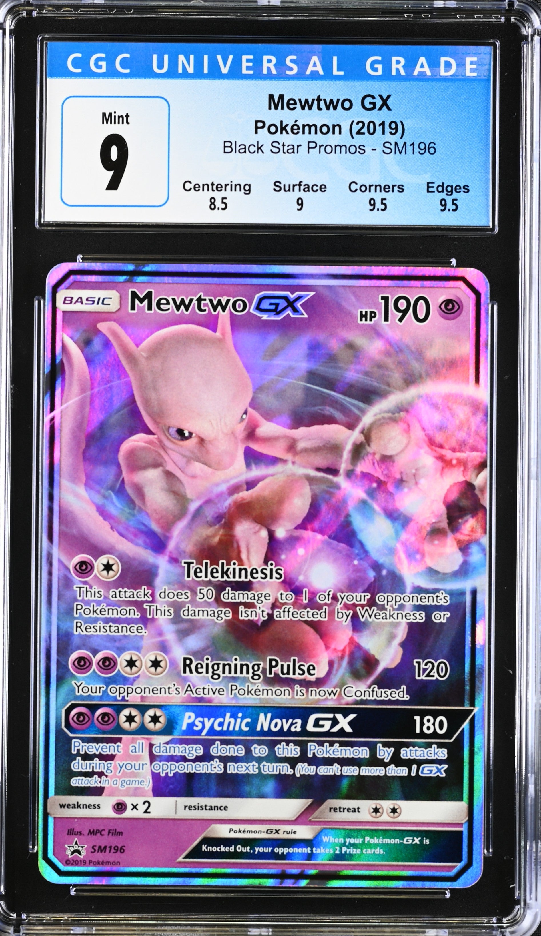 2019 Black Star Promos #SM196 Mewtwo GX CGC 9