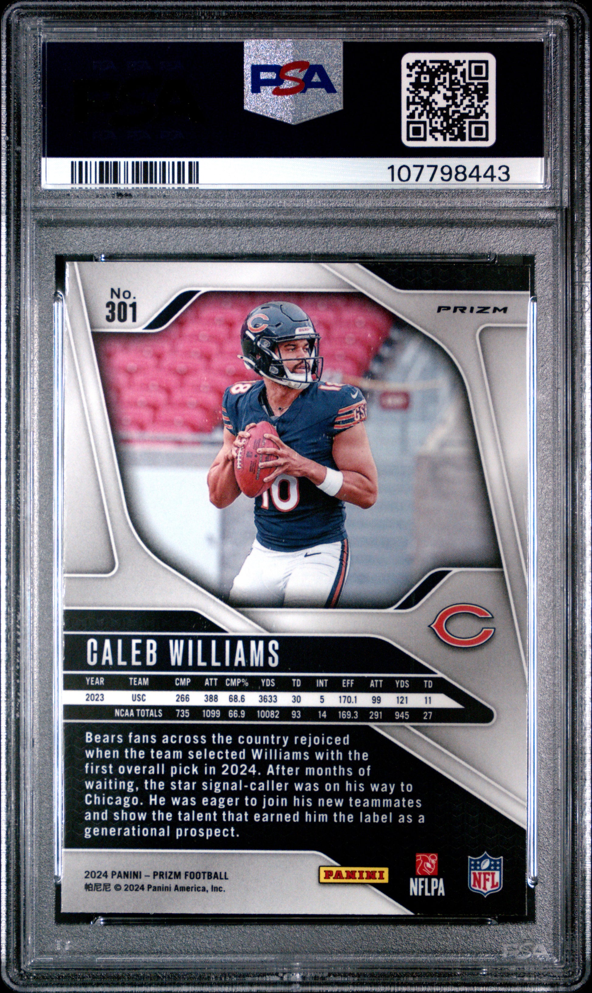 2024 Panini Prizm #301 Caleb Williams Neon Green Pulsar PSA 9