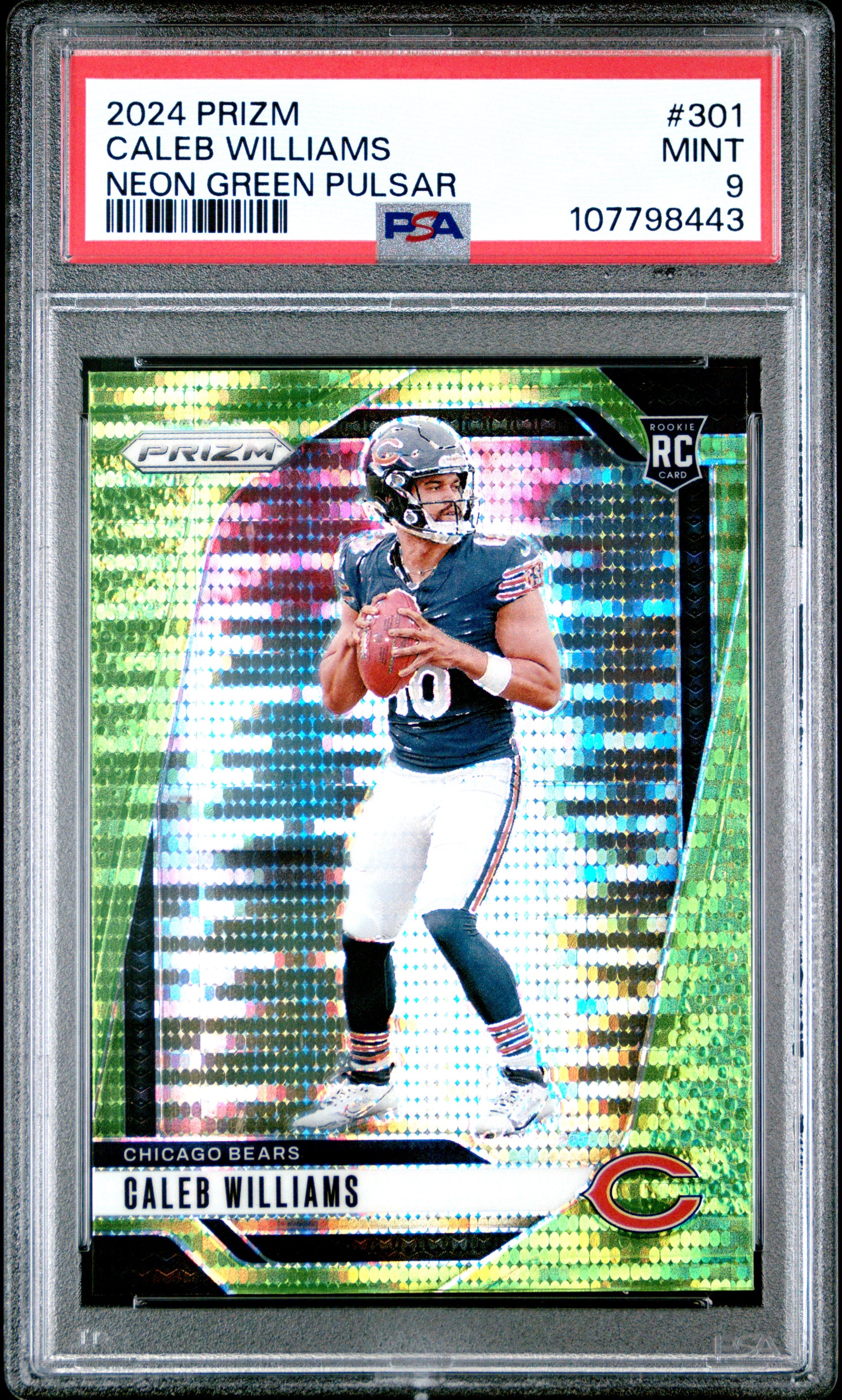 2024 Panini Prizm #301 Caleb Williams Neon Green Pulsar PSA 9