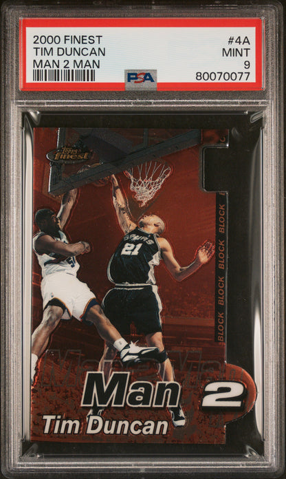 2000 Finest Man 2 Man #4A Tim Duncan Man 2 Man PSA 9