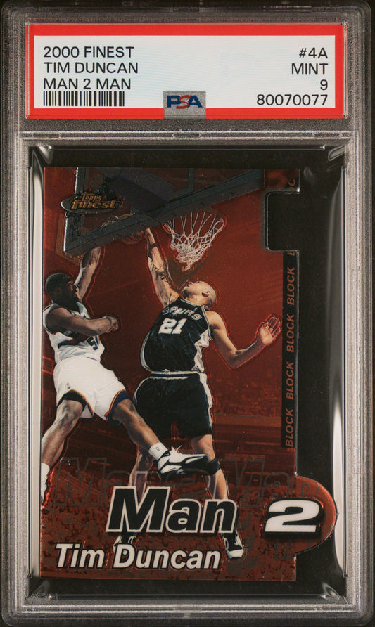 2000 Finest Man 2 Man #4A Tim Duncan Man 2 Man PSA 9