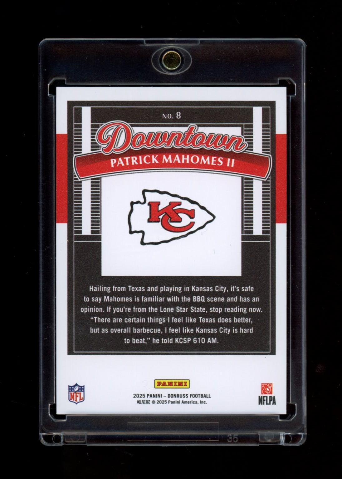 2025 Donruss #8 Patrick Mahomes II Downtown!