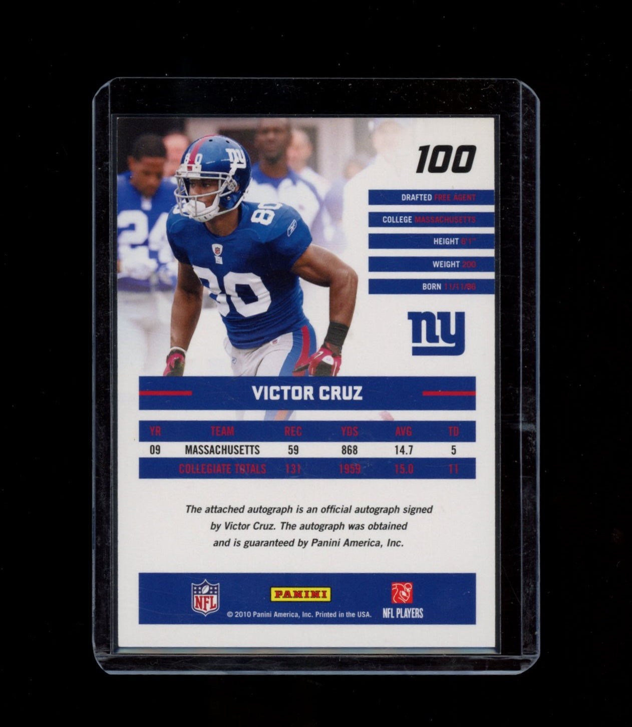 2010 Donruss Rated Rookies #100 Victor Cruz Autographs