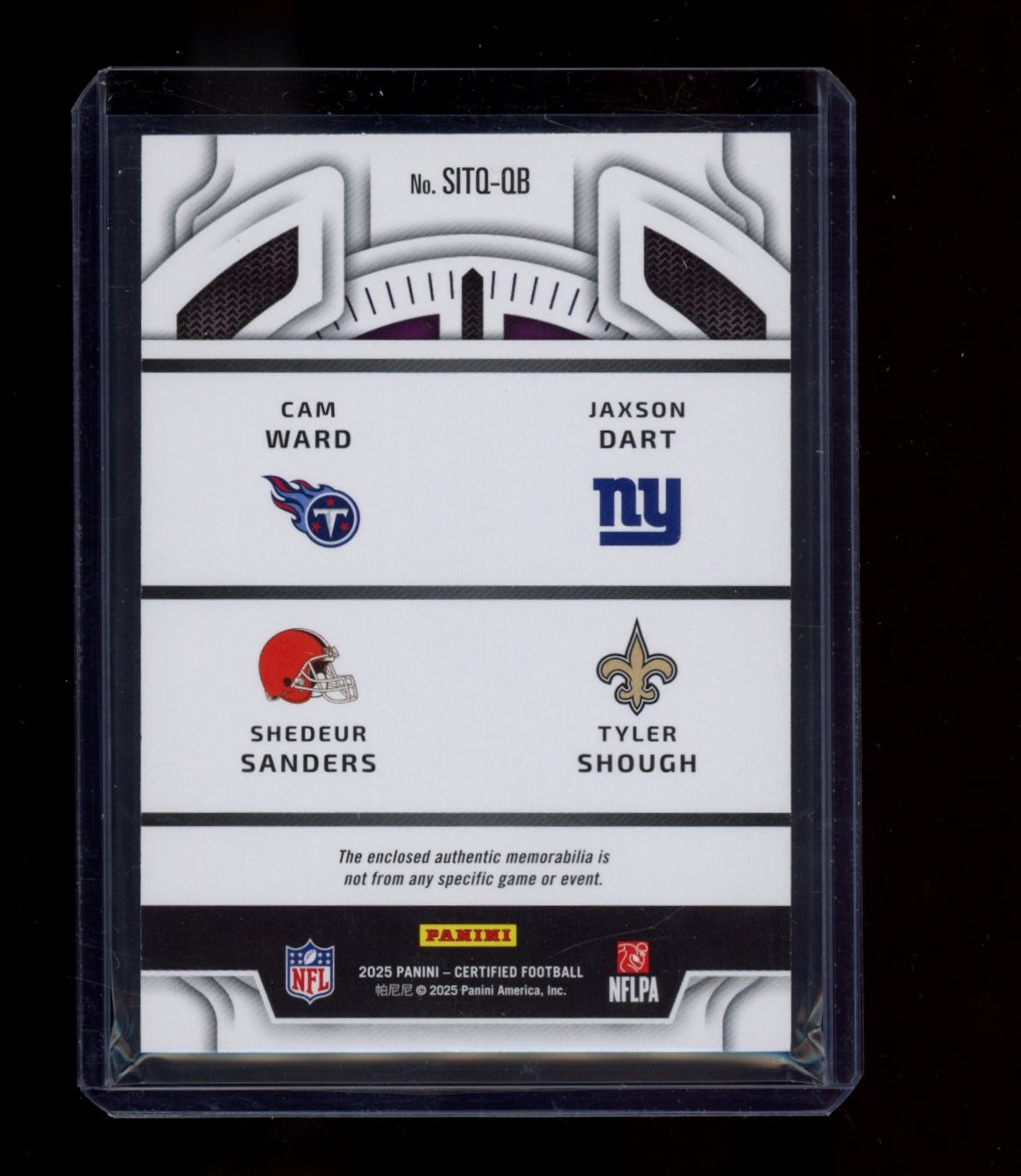 2025 Panini Certified Jaxson Dart/Ward/Sanders/Shough Patch Lime Green #/15