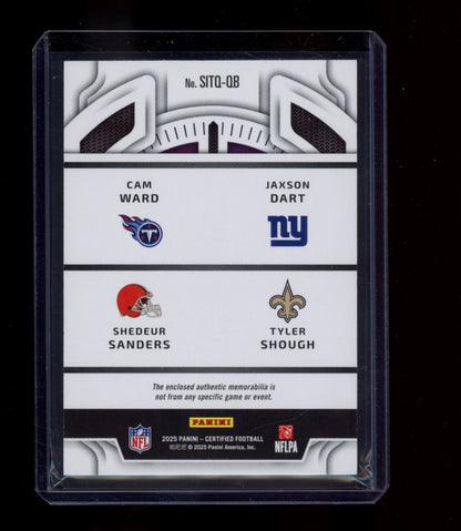 2025 Panini Certified Jaxson Dart/Ward/Sanders/Shough Patch Lime Green #/15