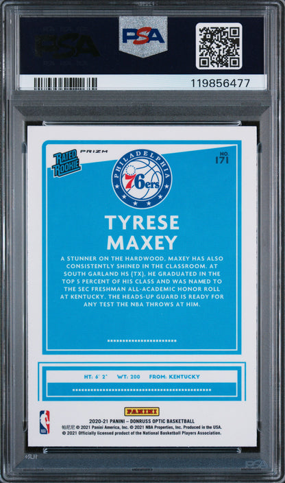 2020-21 Donruss Optic #171 Tyrese Maxey Holo PSA 10