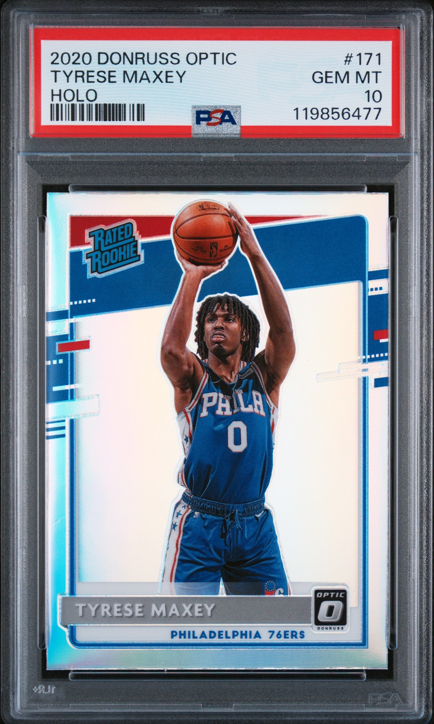 2020-21 Donruss Optic #171 Tyrese Maxey Holo PSA 10