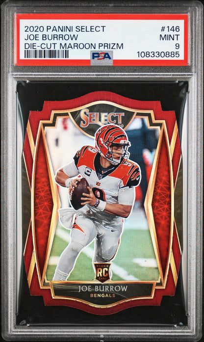 2020 Panini Select #146 Joe Burrow Die-Cut Maroon Prizm PSA 9