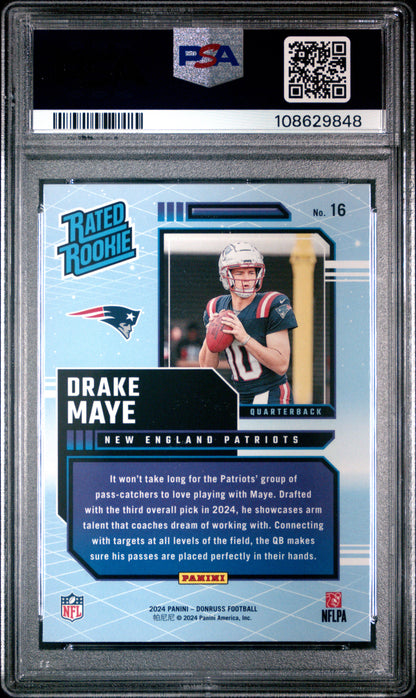 2024 Panini Donruss Rated Rookies Retro #16 Drake Maye PSA 10