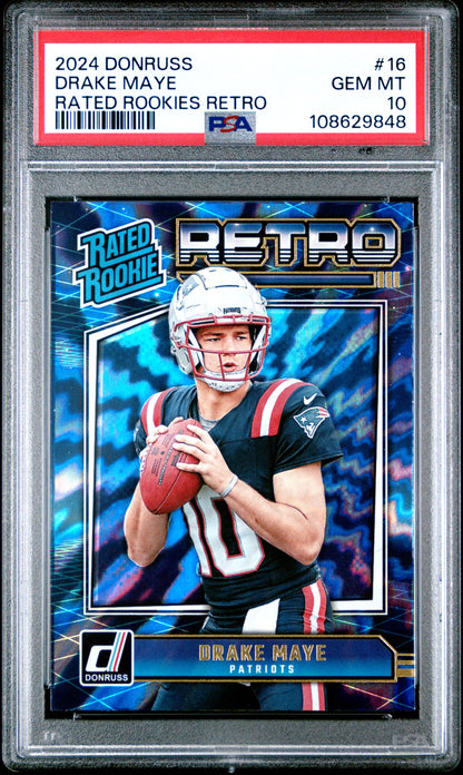 2024 Panini Donruss Rated Rookies Retro #16 Drake Maye PSA 10