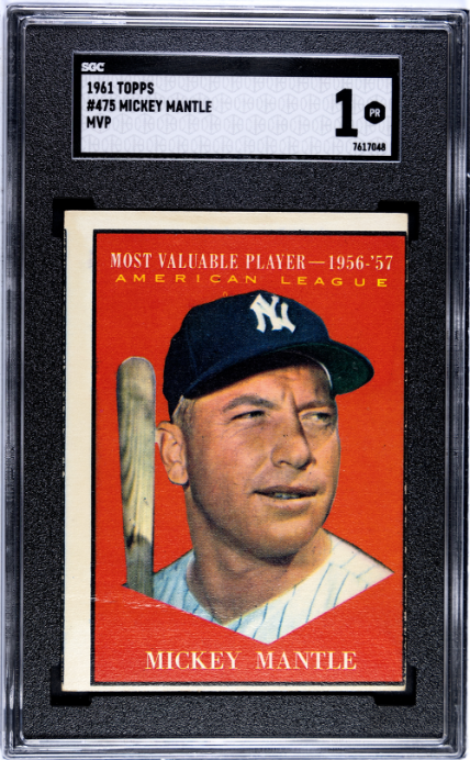 1961 Topps #475 Mickey Mantle Mvp SGC 1