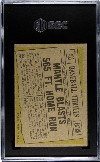 1961 Topps #406 Mantle Blasts 565 Ft. Hr Baseball Thrills SGC 1
