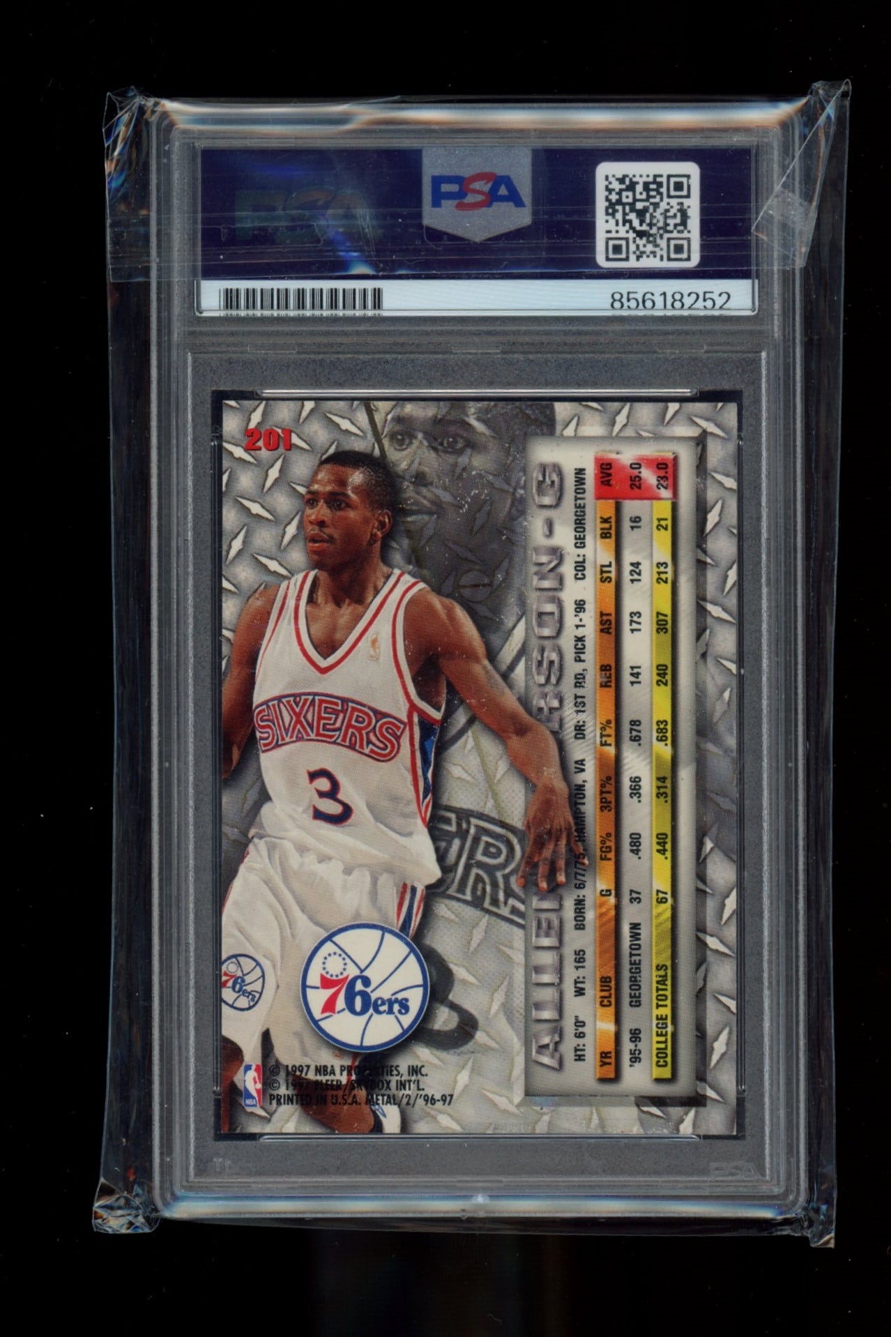 1996-97 Metal #201 Allen Iverson Autograph PSA 10 Auto