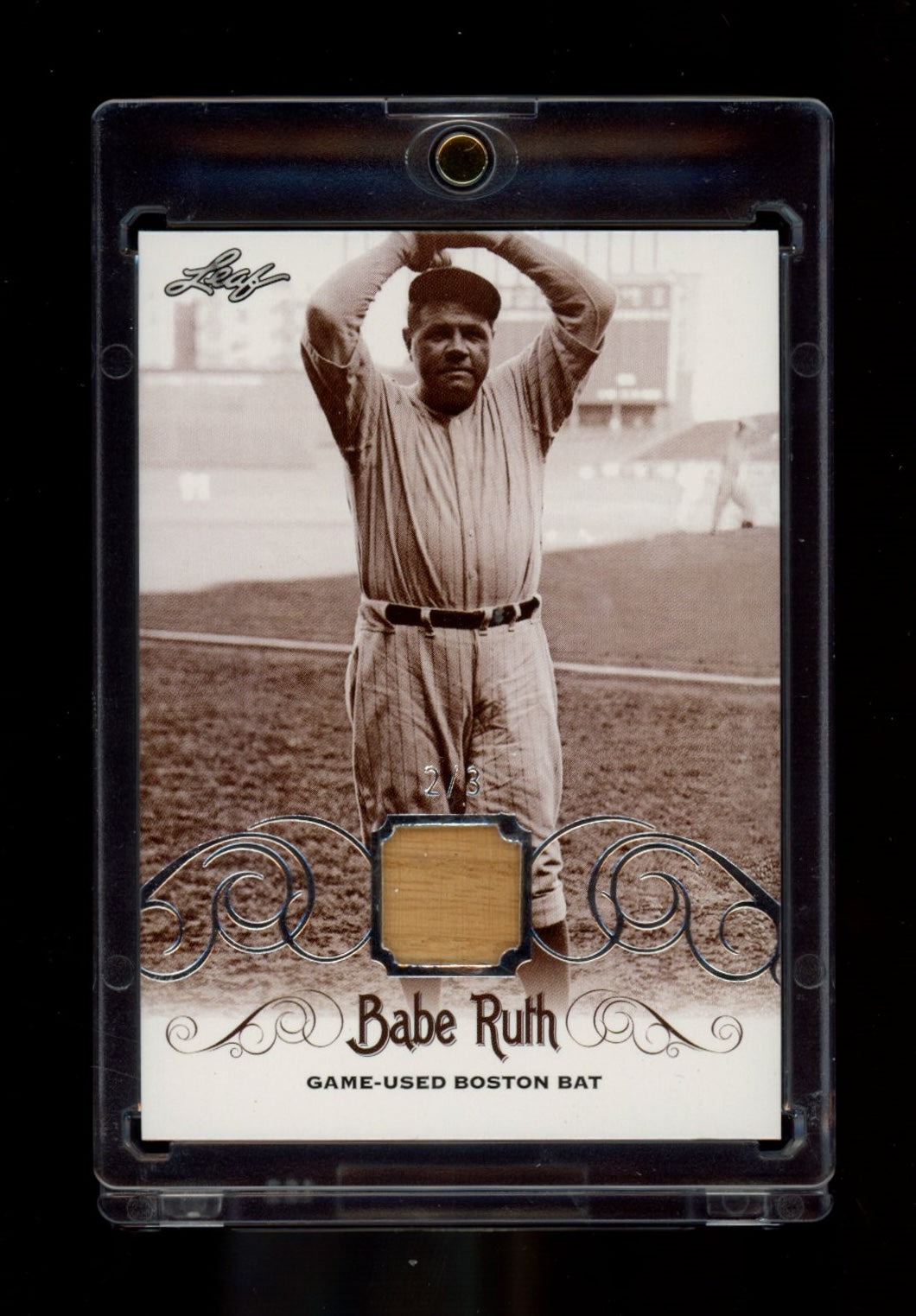 2016 Leaf Babe Ruth Collection #BB-78 Babe Ruth Game-Used Boston Bat Silver #/3