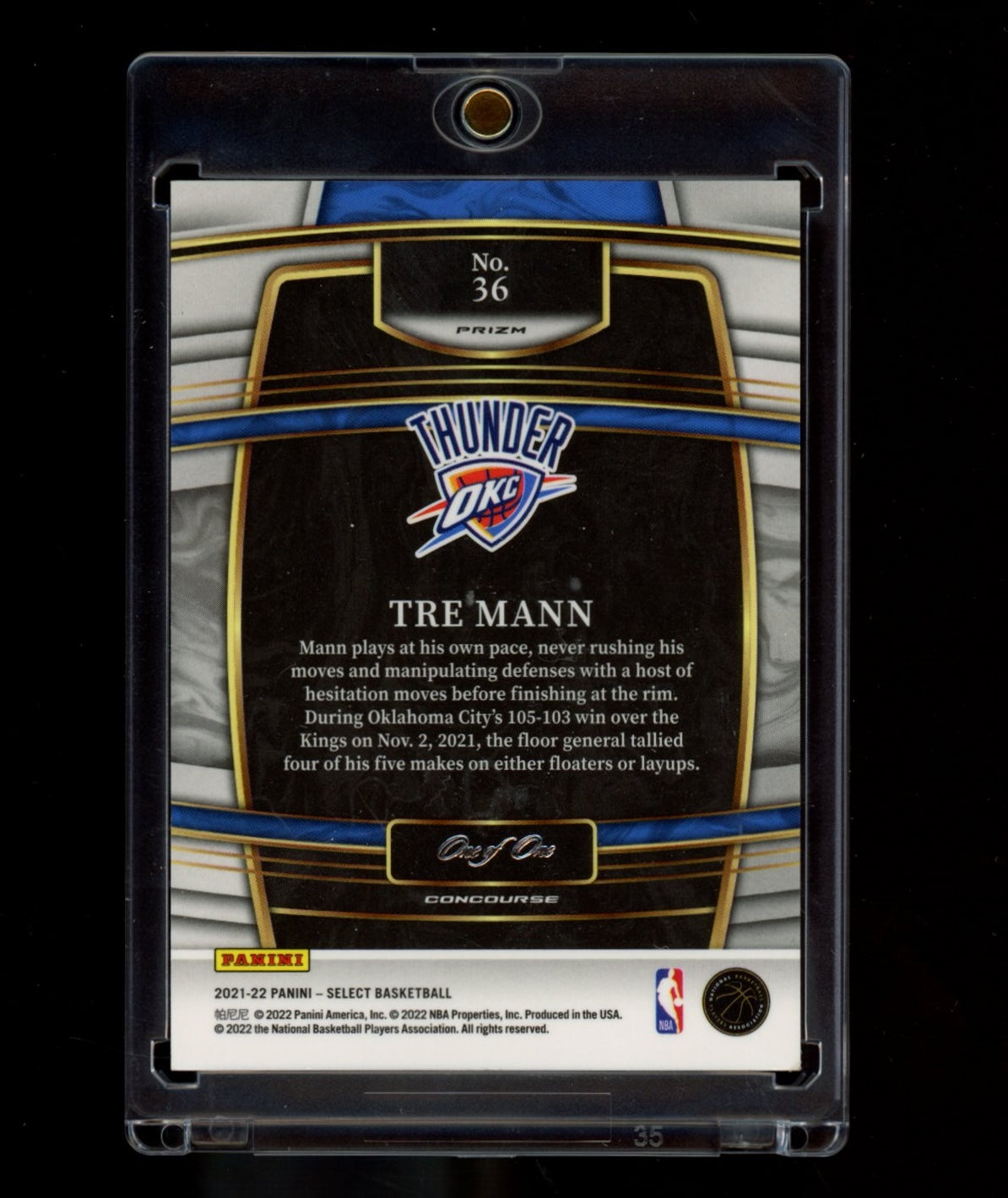2021-22 Panini Select #36 Tre Mann Black Flash Prizms #/1