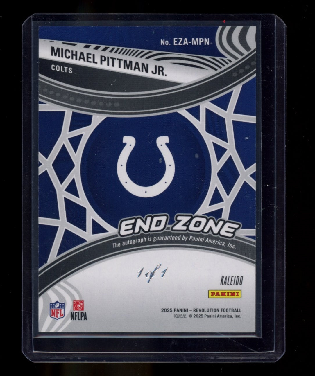 2025 Panini Revolution Michael Pittman Jr. End Zone Auto Kaleido #/1