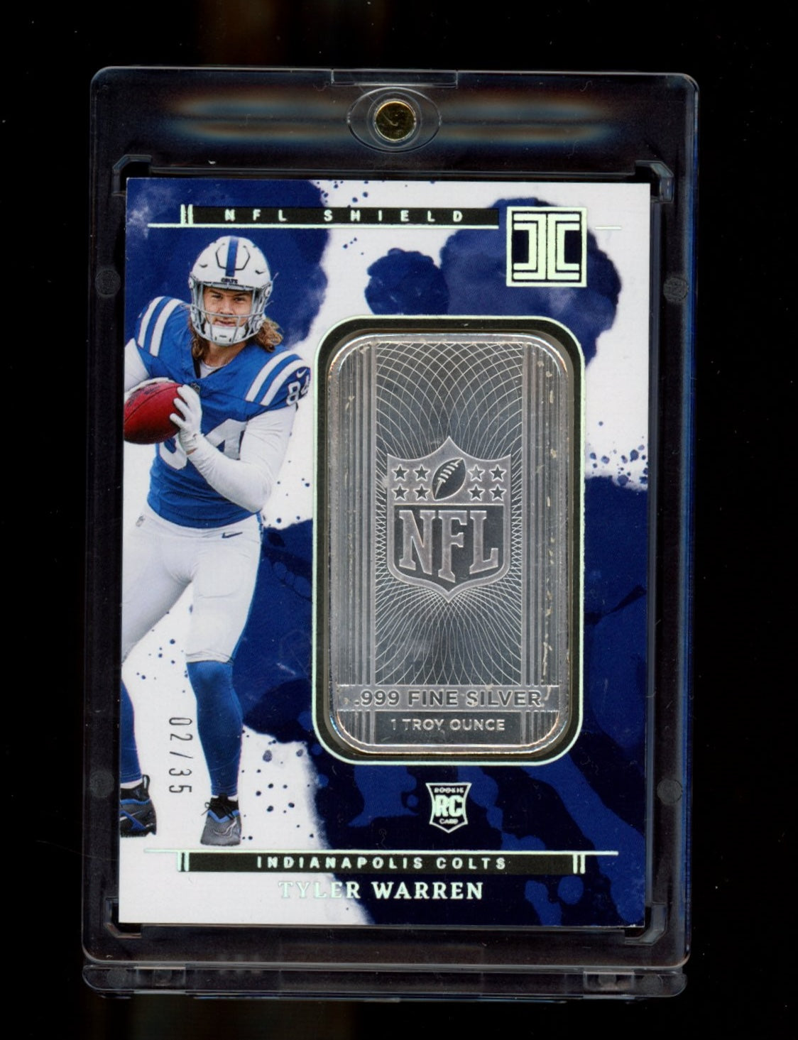2025 Panini Impeccable #8 Tyler Warren Silver NFL Shield #/35