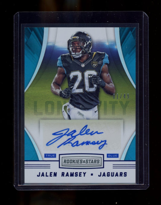 2016 Panini Rookies & Stars #RLS-JRM Jalen Ramsey RC Signatures True Blue #/49