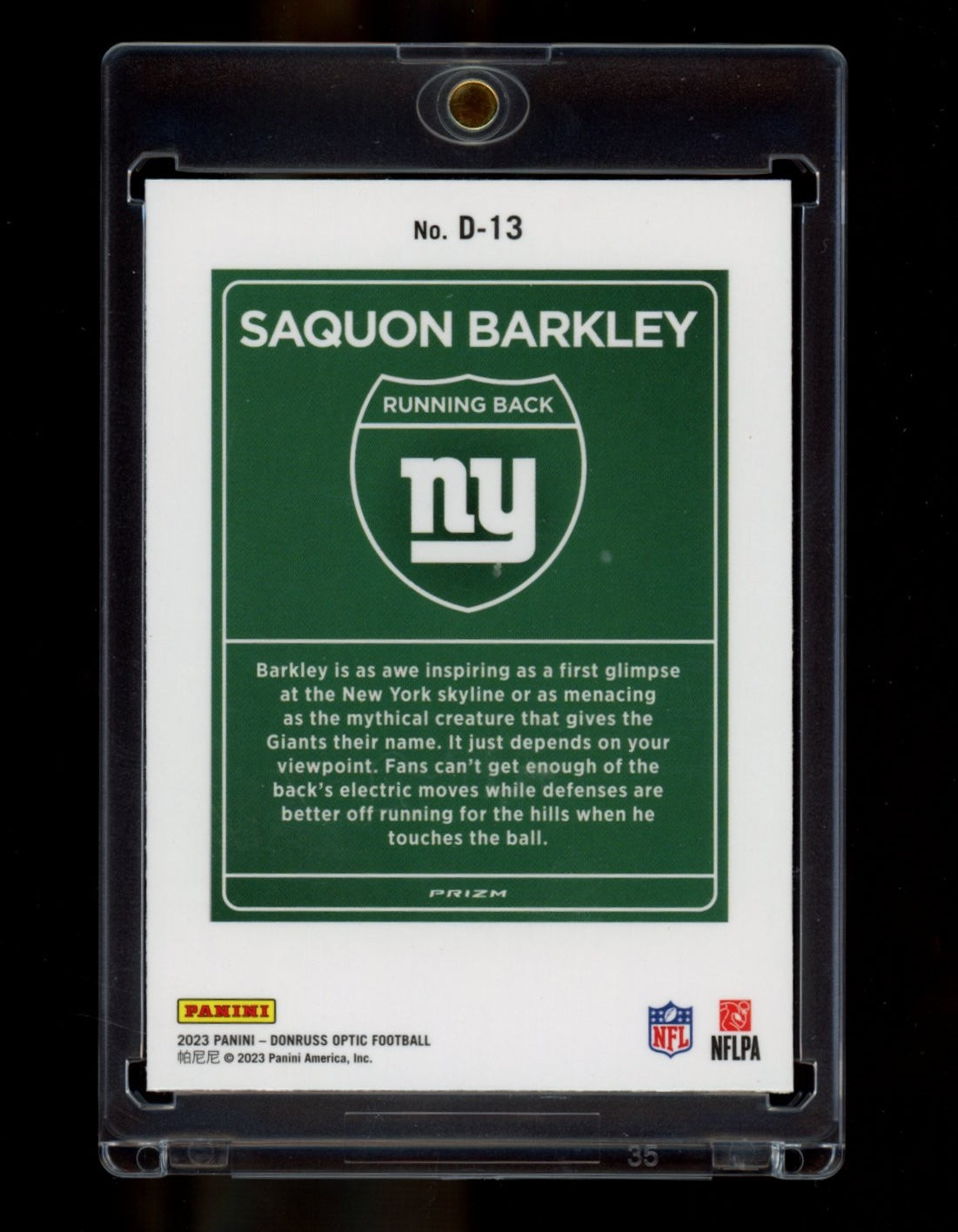 2023 Donruss Optic #D-13 Saquon Barkley Downtown