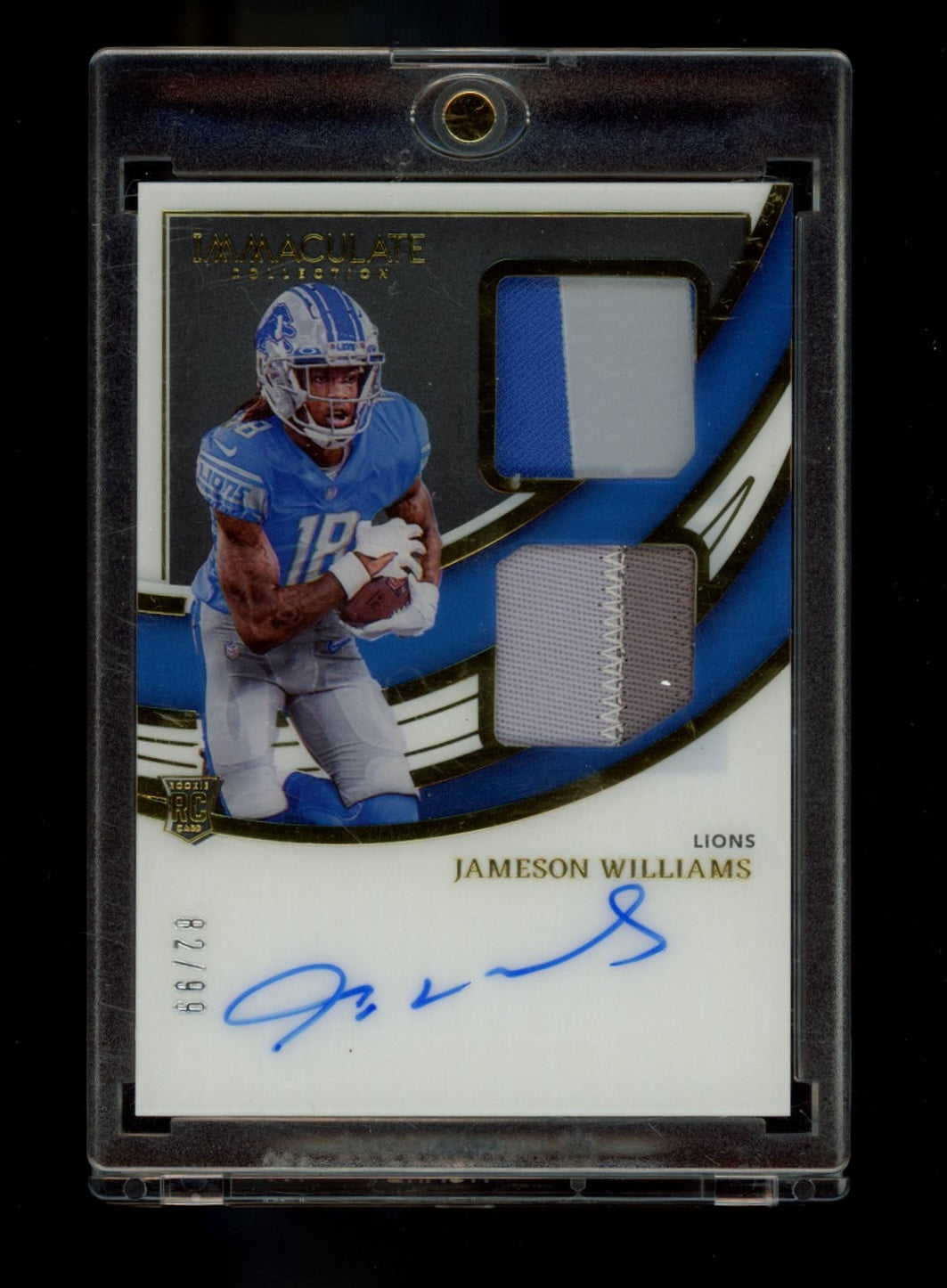 2022 Panini Immac Collection #ISP-JWI Jameson Williams Immac Sig Patches RC #/99
