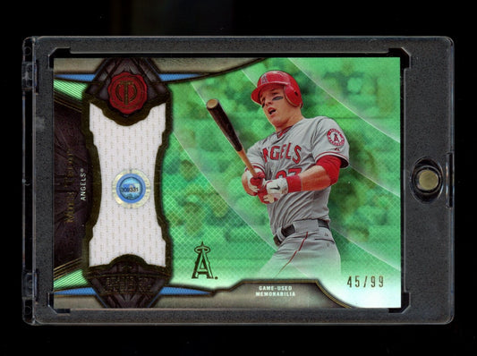 2016 Topps Tribute #SOA-MTR Mike Trout Stamp of Approval Relics Green #/99
