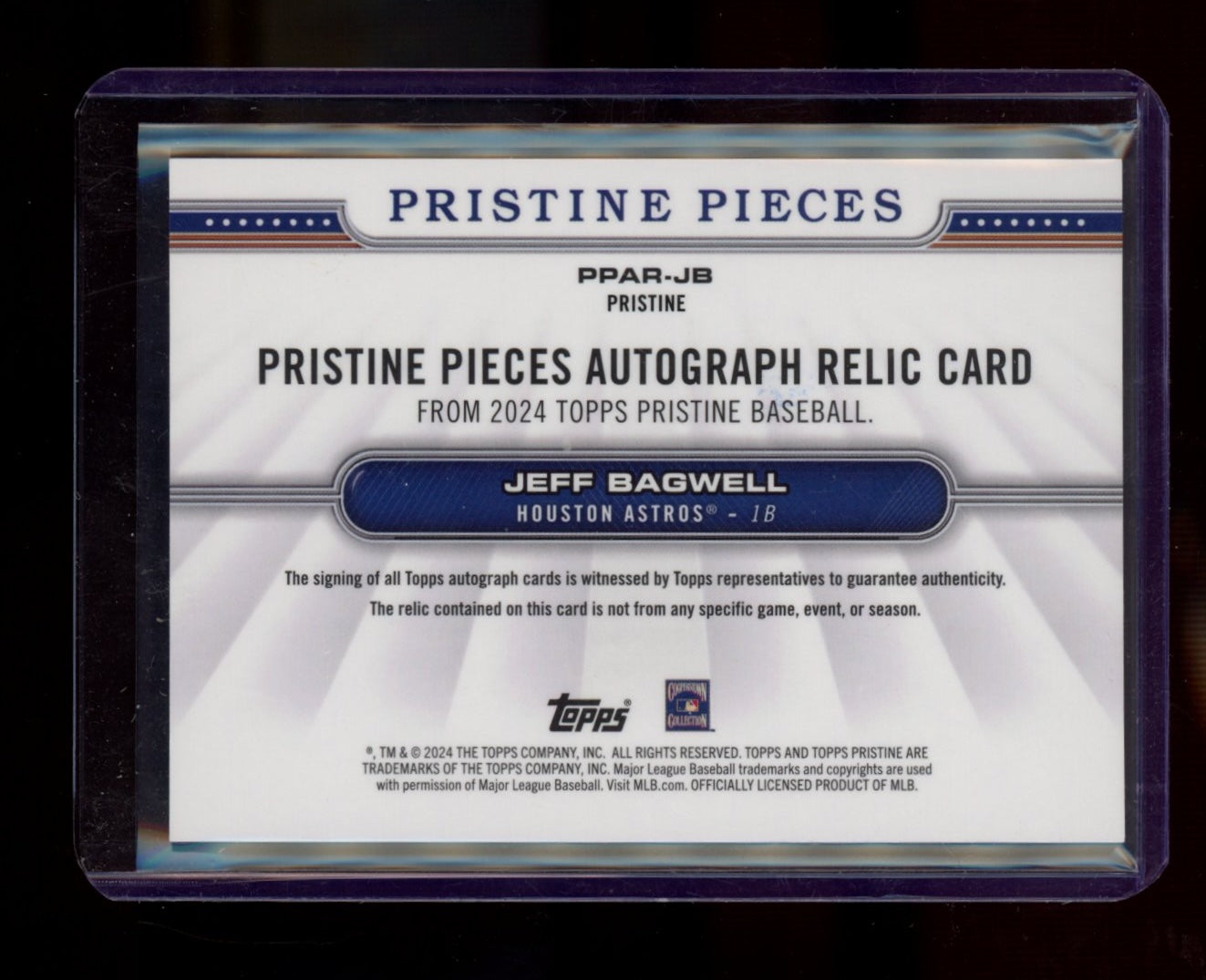 2024 Topps Pristine Jeff Bagwell Pieces Auto Relics Pristine Refractors #/99
