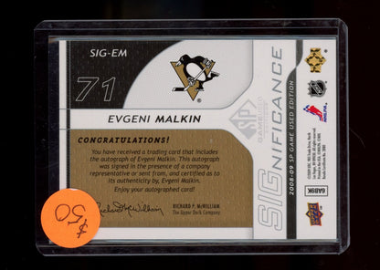 2008-09 SP Game Used #SIG-EM Evgeni Malkin SIGnificance #/50