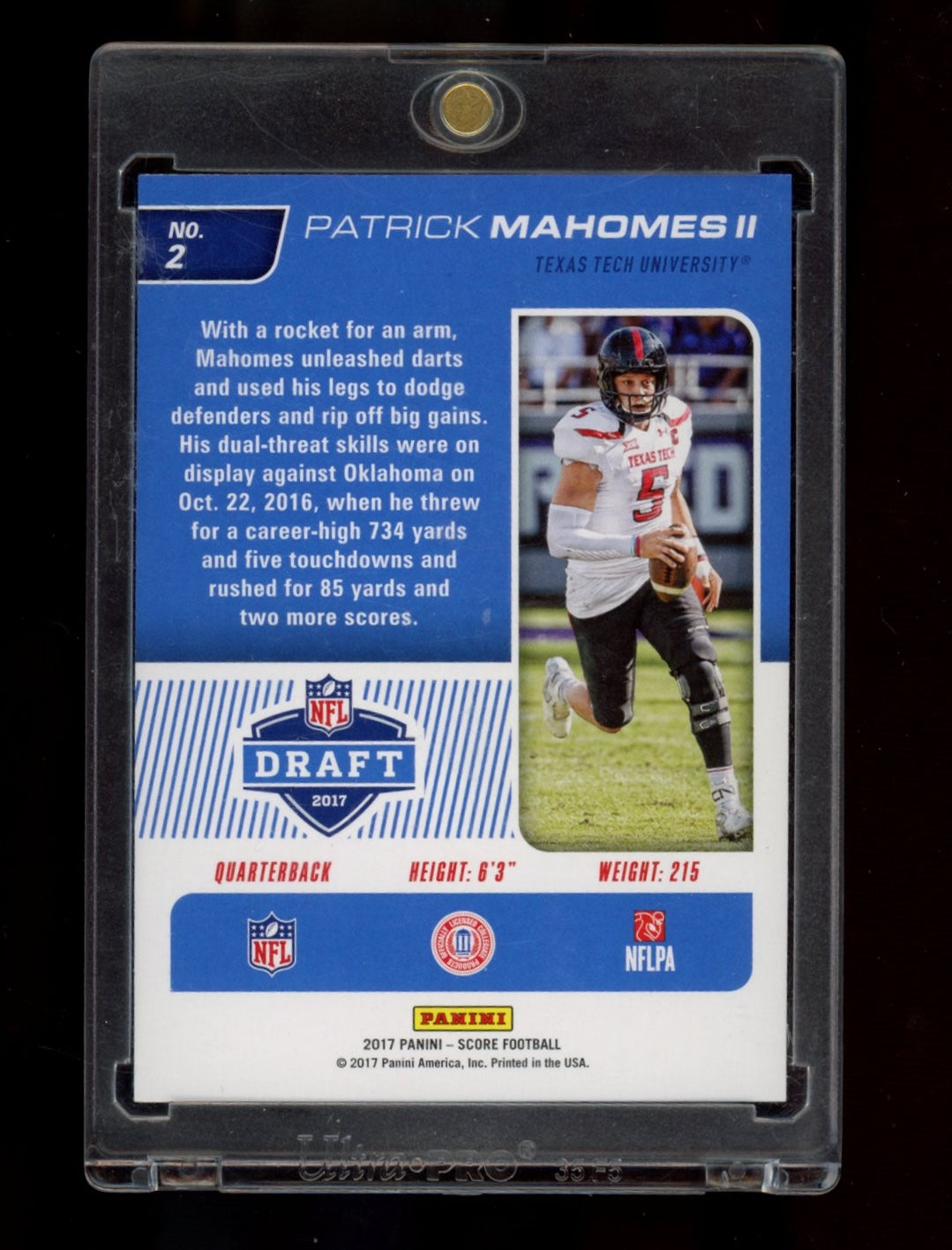 2017 Score #2 Patrick Mahomes II NFL Draft