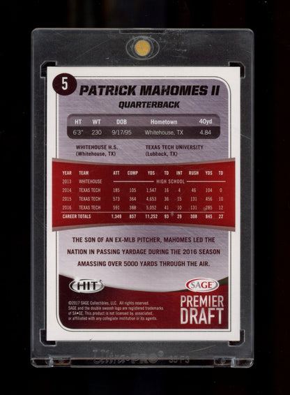 2017 SAGE HIT #5 Patrick Mahomes II Silver