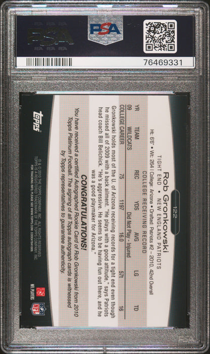 2010 Topps Platinum #122 Rob Gronkowski Autograph PSA 8