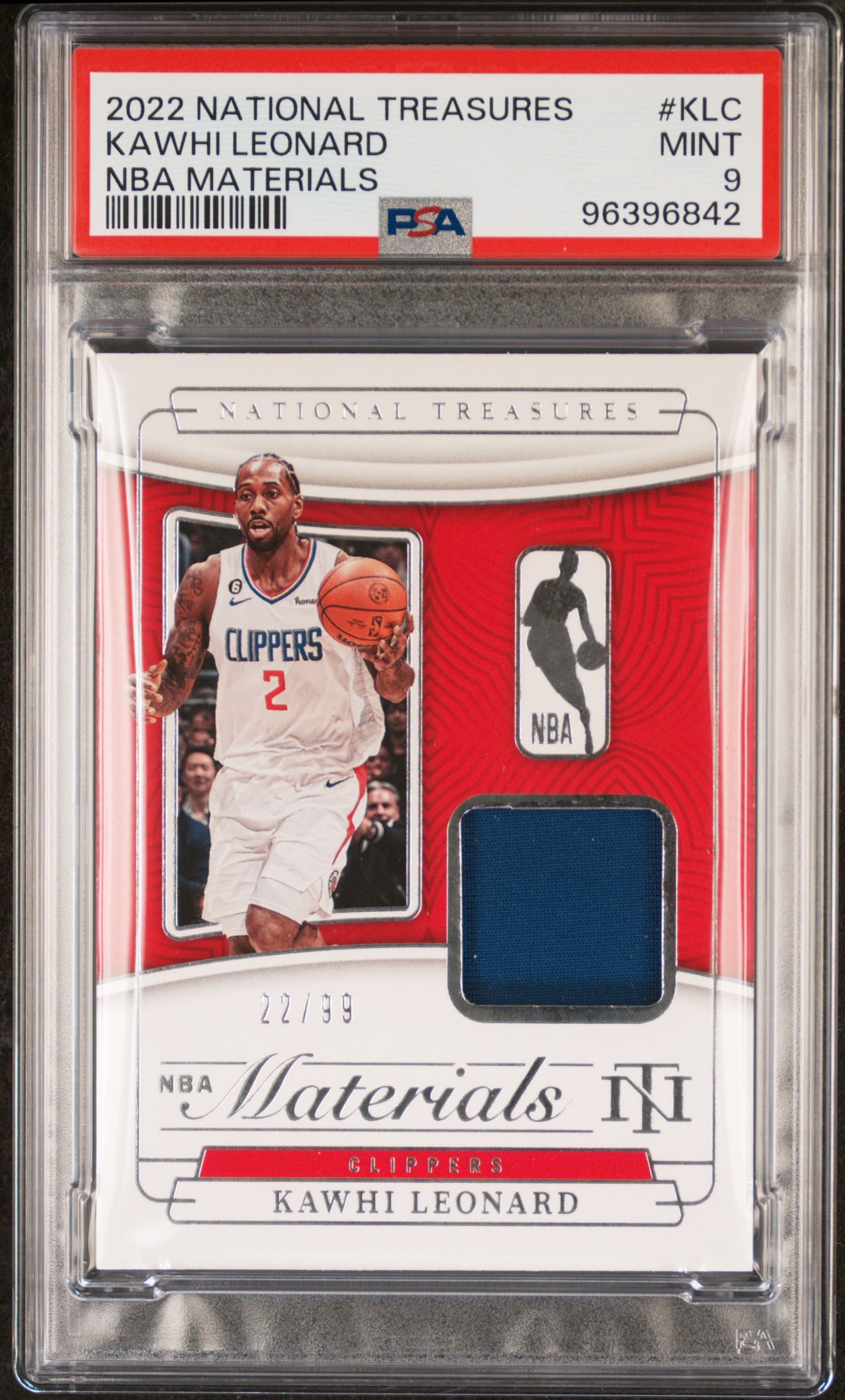 2022 Panini National Treasures NBA Materials #KLC Kawhi Leonard PSA 9