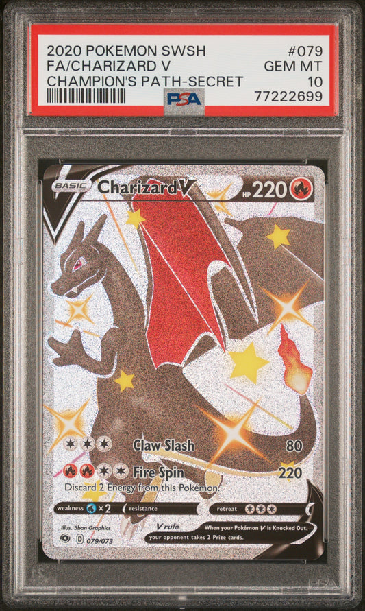 2020 Pokemon Sword & Shield #079 Charizard V Champion'S Path-Secret PSA 10