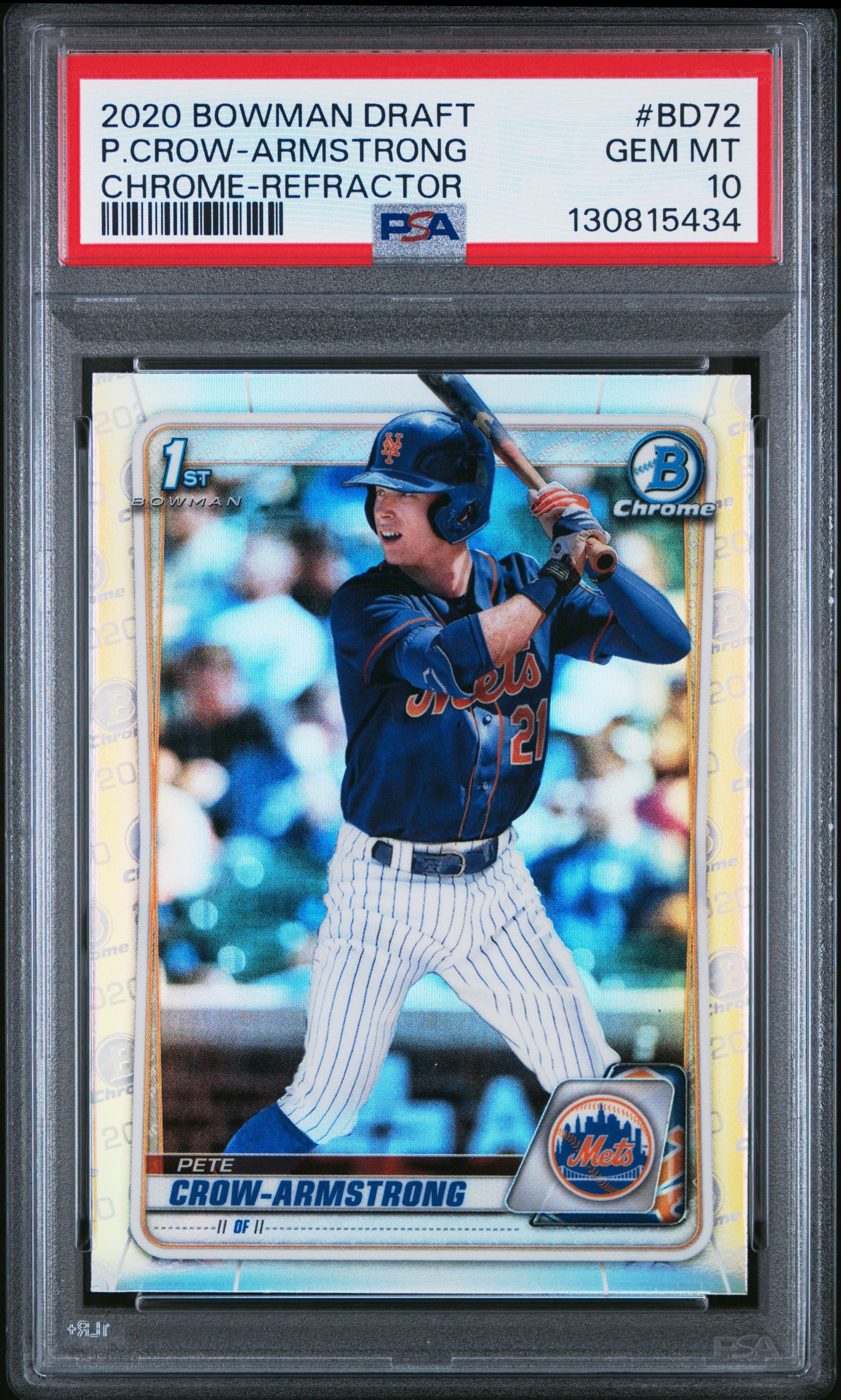 2020 Bowman Draft #BD72 P.Crow-Armstrong Chrome-Refractor PSA 10