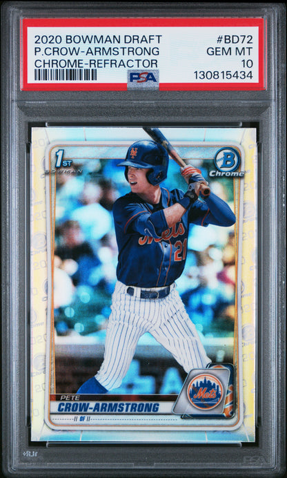 2020 Bowman Draft #BD72 P.Crow-Armstrong Chrome-Refractor PSA 10