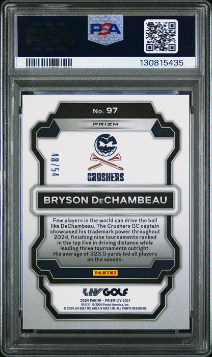 2024 Panini Prizm Liv Golf #97 Bryson Dechambeau Green Mojo PSA 9