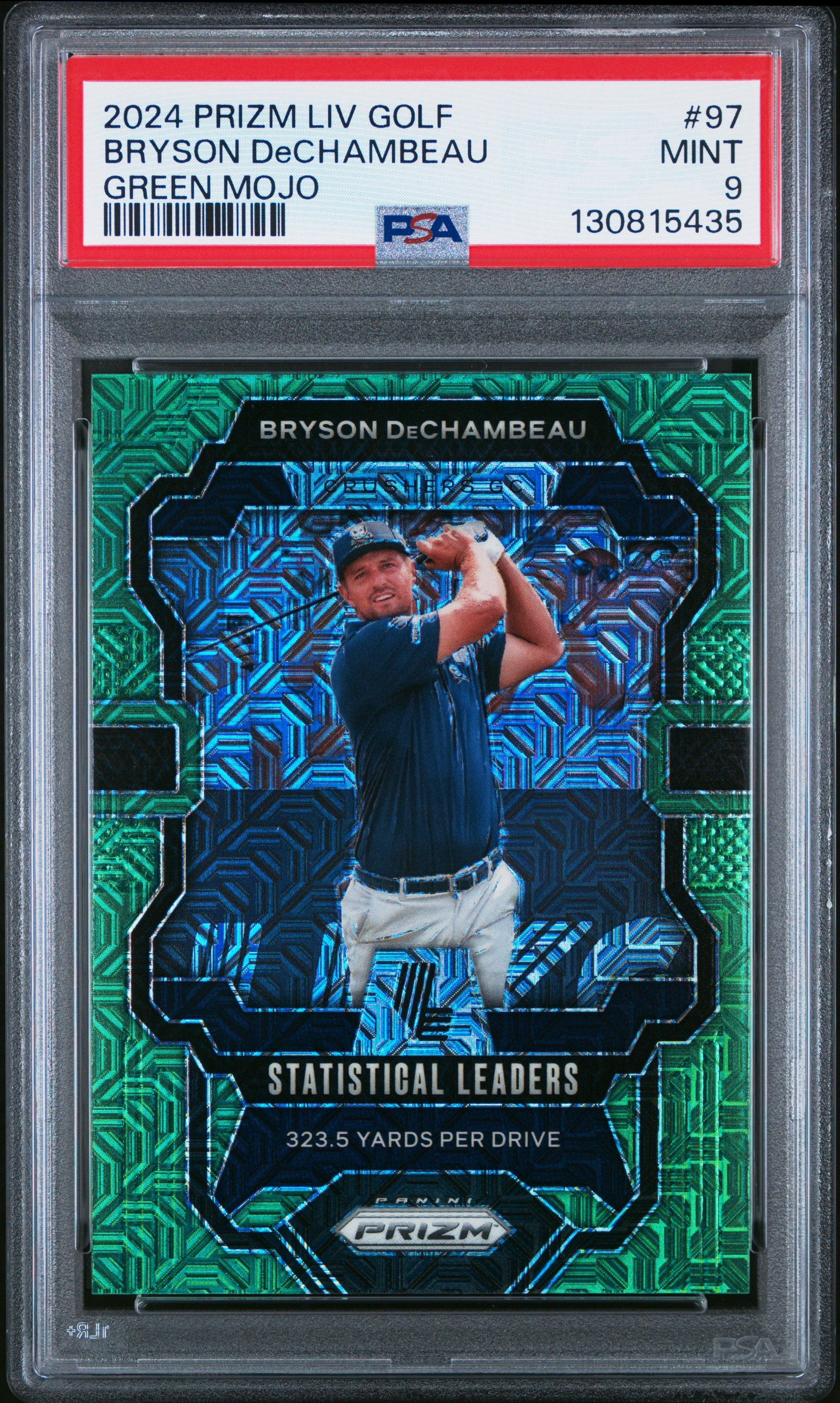 2024 Panini Prizm Liv Golf #97 Bryson Dechambeau Green Mojo PSA 9