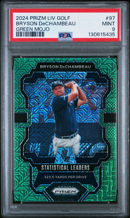 2024 Panini Prizm Liv Golf #97 Bryson Dechambeau Green Mojo PSA 9