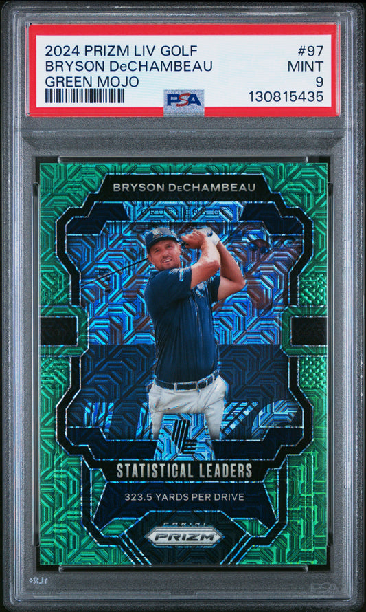 2024 Panini Prizm Liv Golf #97 Bryson Dechambeau Green Mojo PSA 9