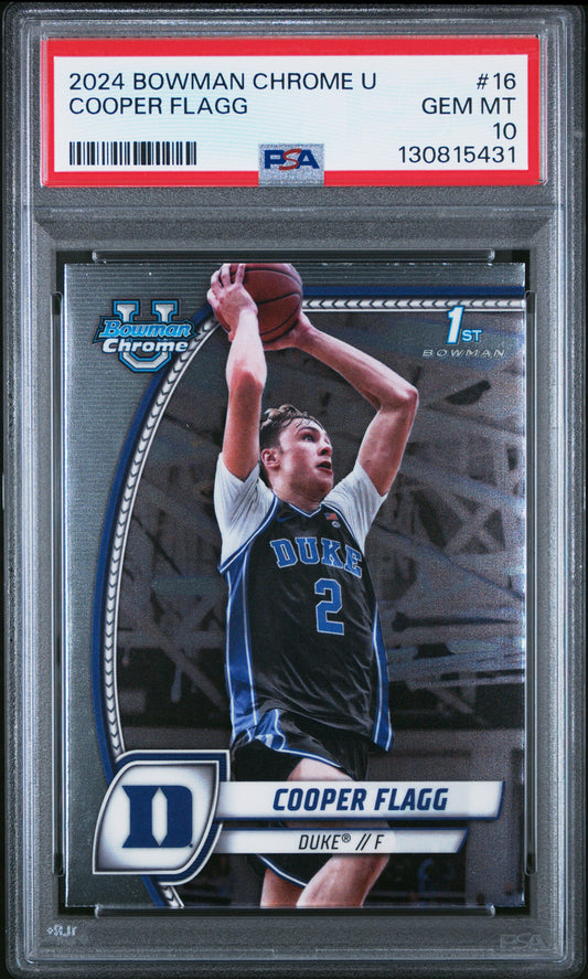 2024 Bowman Chrome University #16 Cooper Flagg PSA 10