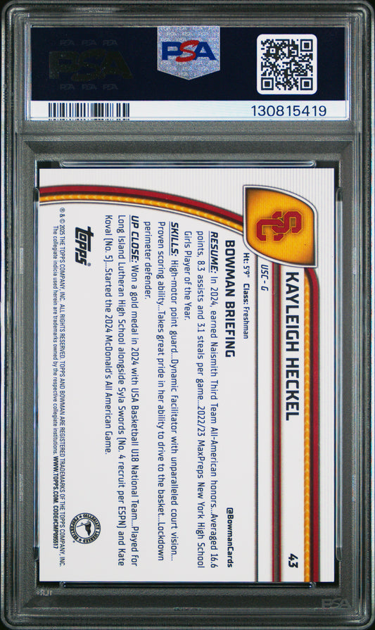 2024 Bowman University Chrome Sapphire #43 Kayleigh Heckel Gold PSA 10