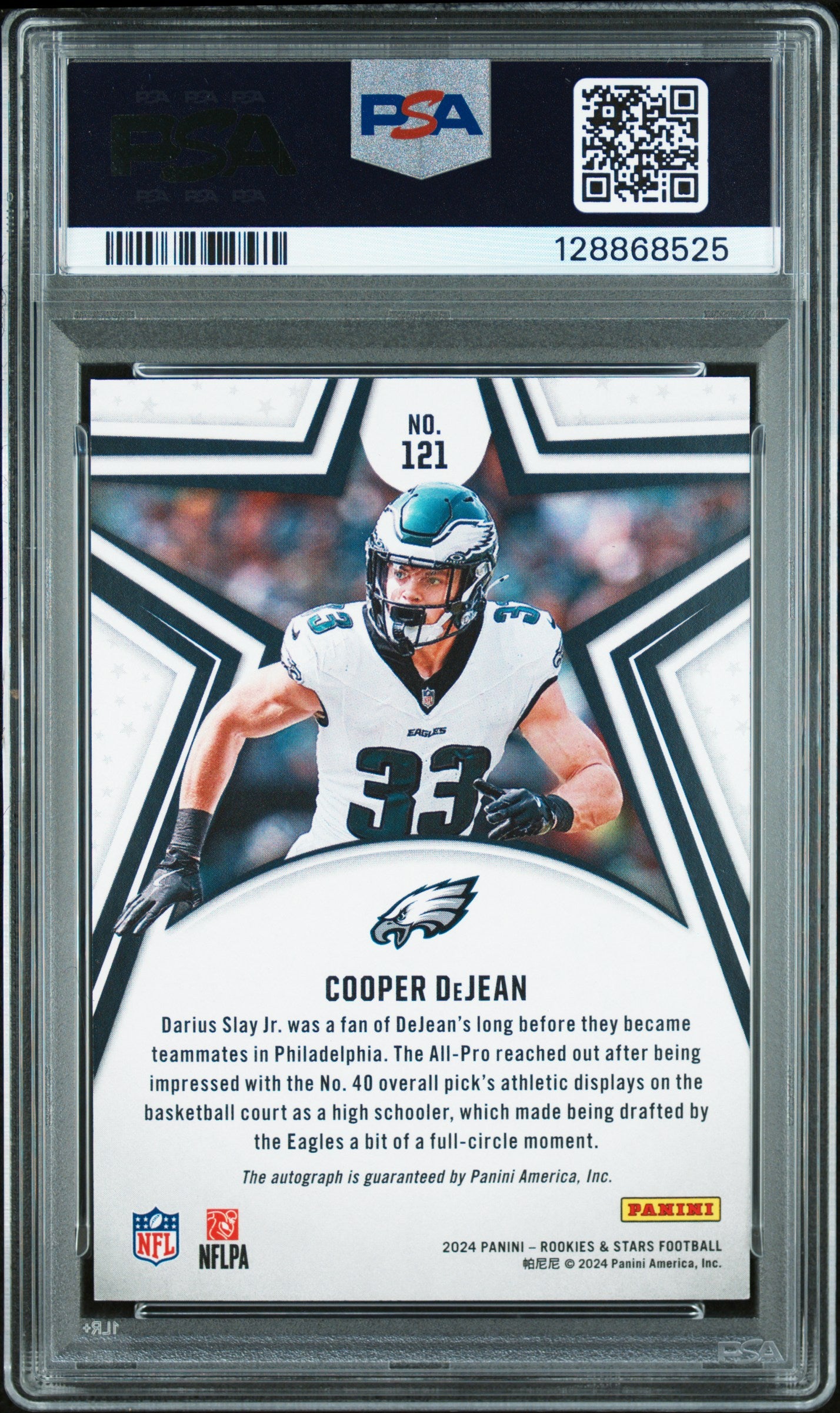 2024 Panini Rookies & Stars #121 Cooper Dejean Signature-True Blue PSA 10
