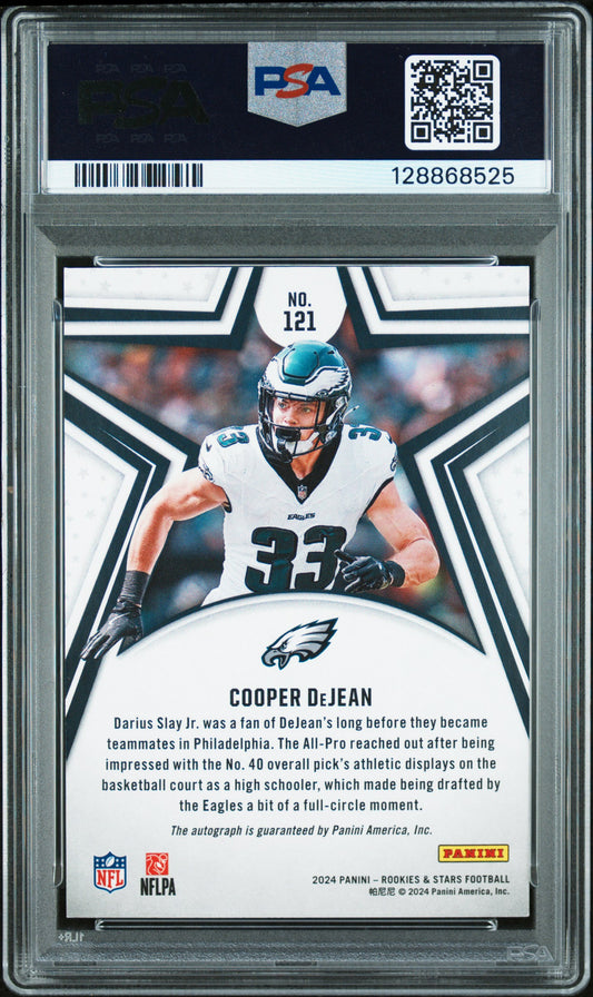 2024 Panini Rookies & Stars #121 Cooper Dejean Signature-True Blue PSA 10