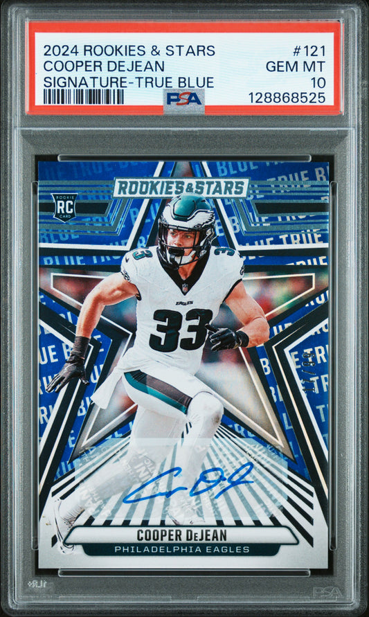 2024 Panini Rookies & Stars #121 Cooper Dejean Signature-True Blue PSA 10