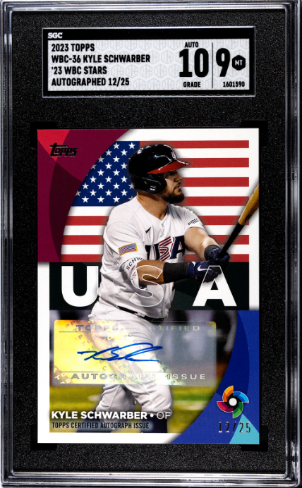 2023 Topps #WBC-36 Kyle Schwarber '23 WBC Stars Auto. SGC 9