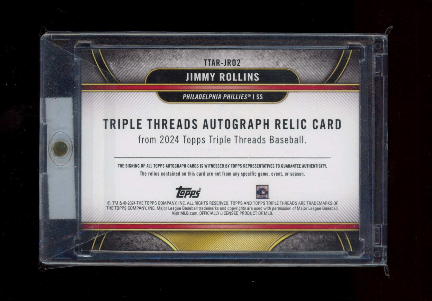2024 Topps Triple Threads #Jimmy Rollins Triple Threads Auto Relics #/36 JSRY #