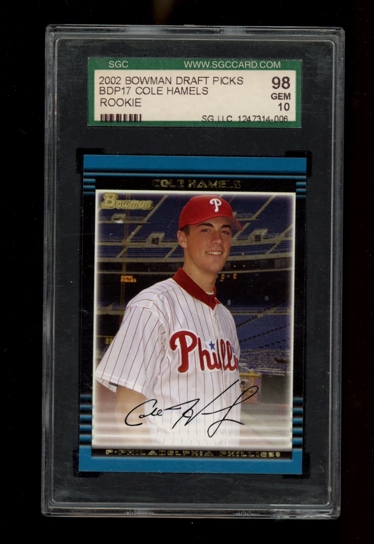 2002 Bowman Draft Picks & Prospects #BDP17 Cole Hamels Gold SGC 10