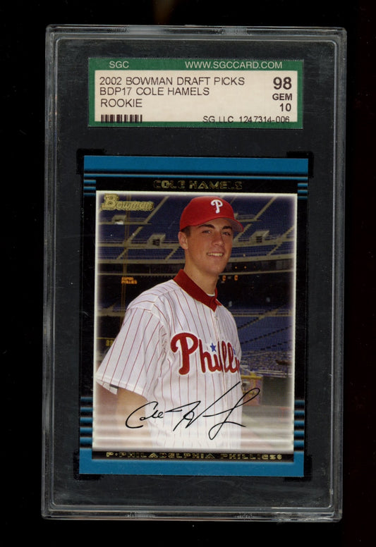 2002 Bowman Draft Picks & Prospects #BDP17 Cole Hamels Gold SGC 10